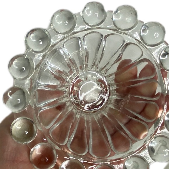 Set Of Vintage Clear Glass Round Ball Edge Home Decor Candlestick Holders - Picture 3 of 6